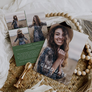 Anúncio Graduação de Colagem de Fotos de Mensagem Verde Ch