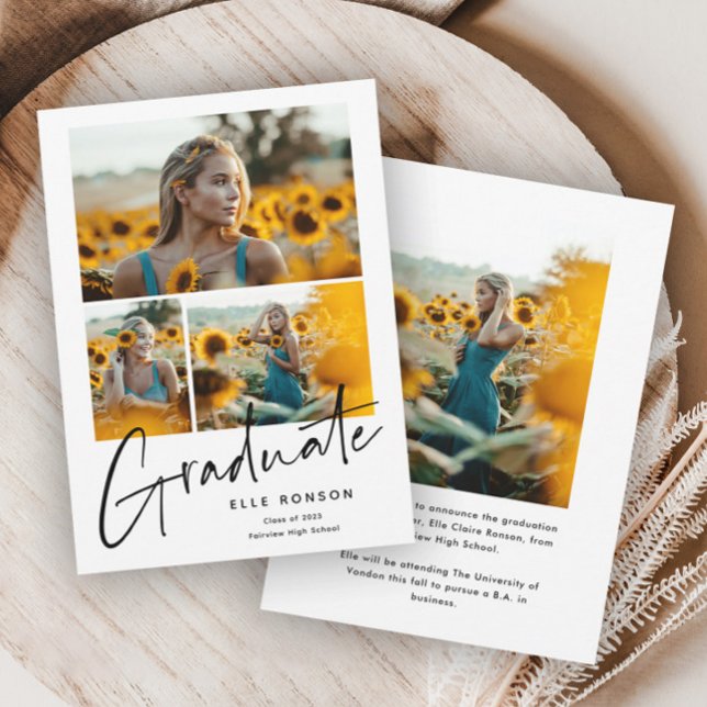 Anúncio Graduação de Colagem de Fotos de Script Moderno (Criador carregado)