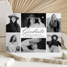 Graduação de Colagem de Fotos Elegante Black Scrip