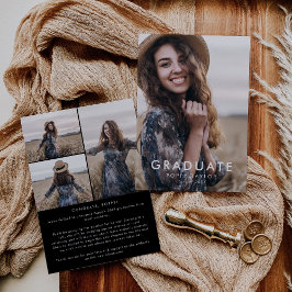 Anúncio Graduação de Colagem de Fotos Preta Chic Dark