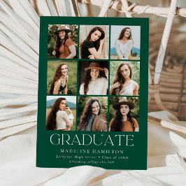 Anúncio Graduação de Colagem de Fotos Verde 9 em Grade Mod