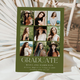 Anúncio Graduação de Colagem de Fotos Verde Verde 9 em Gra