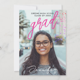 Anúncio Graduação de Confetti com Segundo grau Rosa Preto 