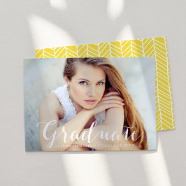 Anúncio Graduação de Foto Amarelo de Script Elegante