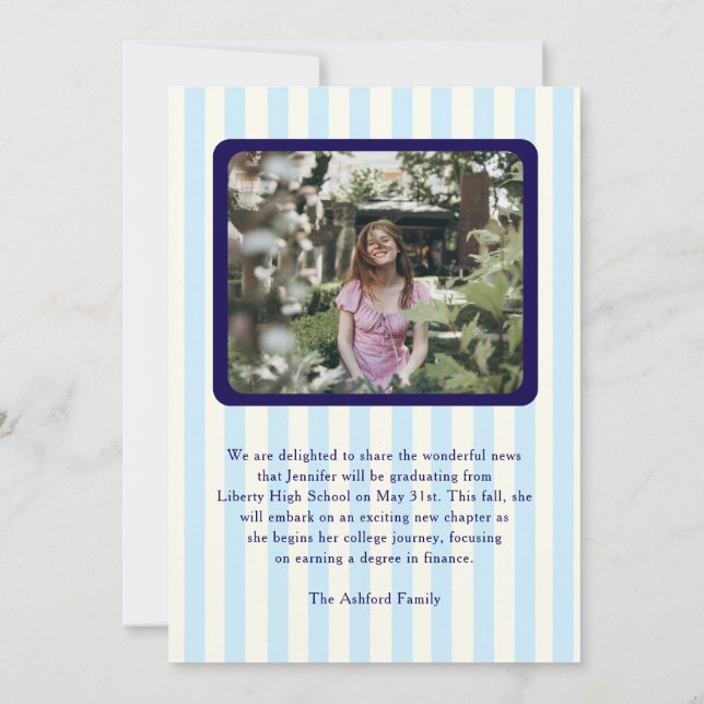 Anúncio Graduação de Foto Azul 2 com Marinho de Faixa Mode (Verso)