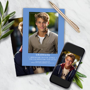Anúncio Graduação de Foto Azul Cornflower Simples Moderno