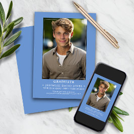 Anúncio Graduação de Foto Azul Cornflower Simples Moderno