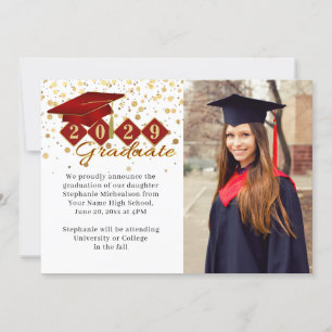 Anúncio Graduação de Foto Clássica 2 Vermelha e Dourada