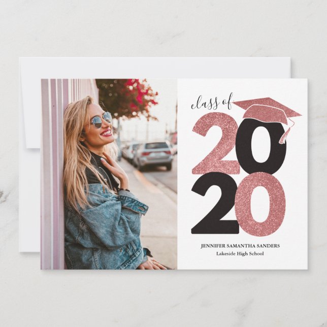 Anúncio Graduação de Foto com Boné Girly Rosa Simples (Frente)