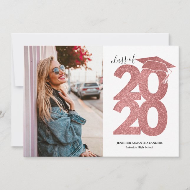 Anúncio Graduação de Foto com Boné Girly Rosa Simples (Frente)