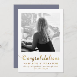 Anúncio Graduação de Foto com Tipografia Dourada na moda