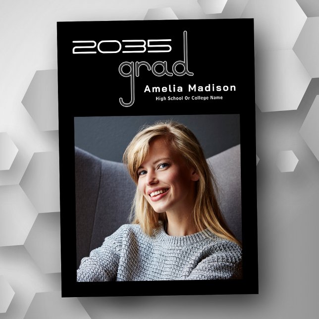 Anúncio Graduação de Foto de Alta Tecnologia Mínima Modern (Available in high quality print or instant download for quick messaging, email or self printing.)