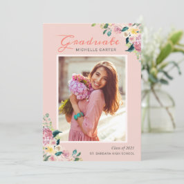 Anúncio Graduação de Foto de Pastel Chic Floral Blushing G