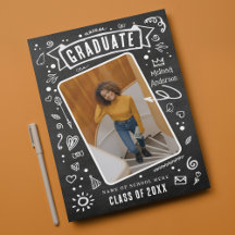 Graduação de Foto de Porte Chalkboard Divertida