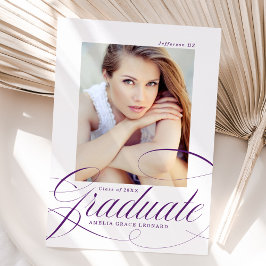 Anúncio Graduação de Foto de Script Purple Elegante
