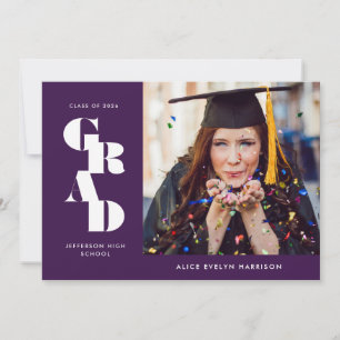 Anúncio Graduação de Foto de Solteiro Roxo-Bold Serif