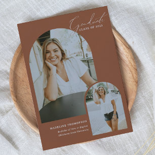 Anúncio Graduação de Foto do Arch Terracotta com Script Wh