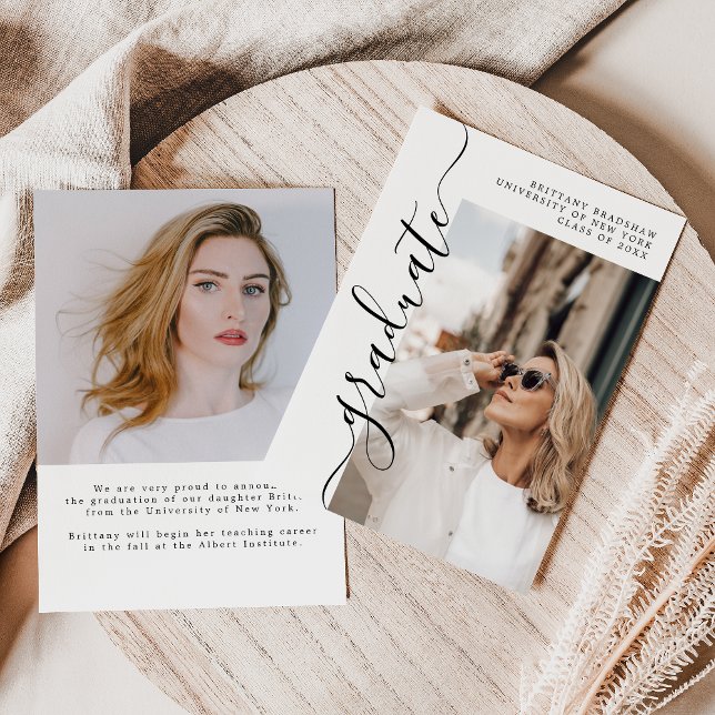Anúncio Graduação de Foto do Formando de Script Elegante d (Criador carregado)