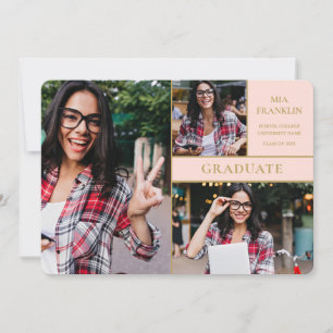 Anúncio Graduação de Foto do Formando Dourado 3 Cor-de-ros