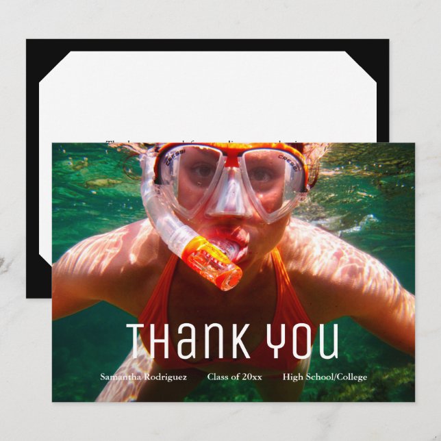 Anúncio Graduação de Foto do Formando Moderno Obrigado (Frente/Verso)