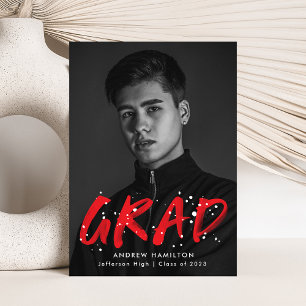 Anúncio Graduação de Foto do Modern Red Paint Splatter