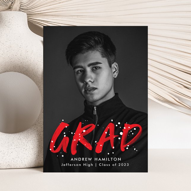 Anúncio Graduação de Foto do Modern Red Paint Splatter (Criador carregado)