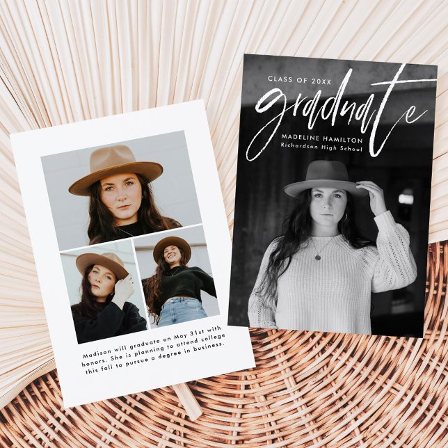 Anúncio Graduação de Foto do Script de Pincel Branco Manus (Criador carregado)