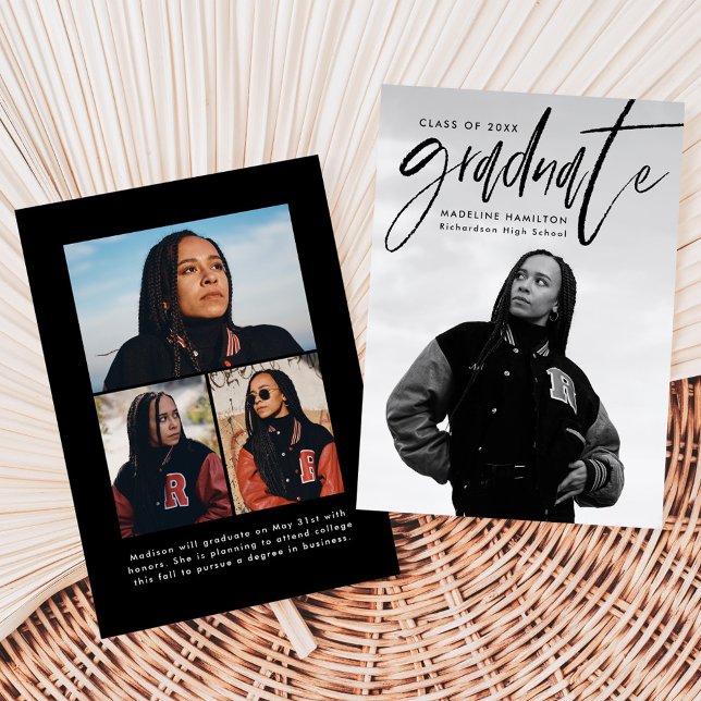 Anúncio Graduação de Foto do Script de Pincel Preto Manusc (Criador carregado)