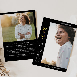 Anúncio Graduação de Foto Dourada em Preto Moderno