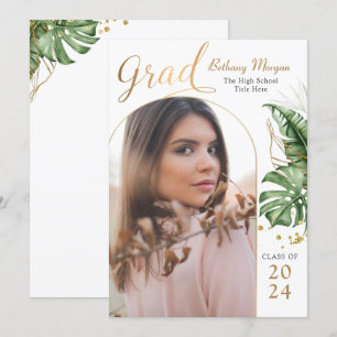 Anúncio Graduação de Foto em Arco Dourado com Verde Tropic