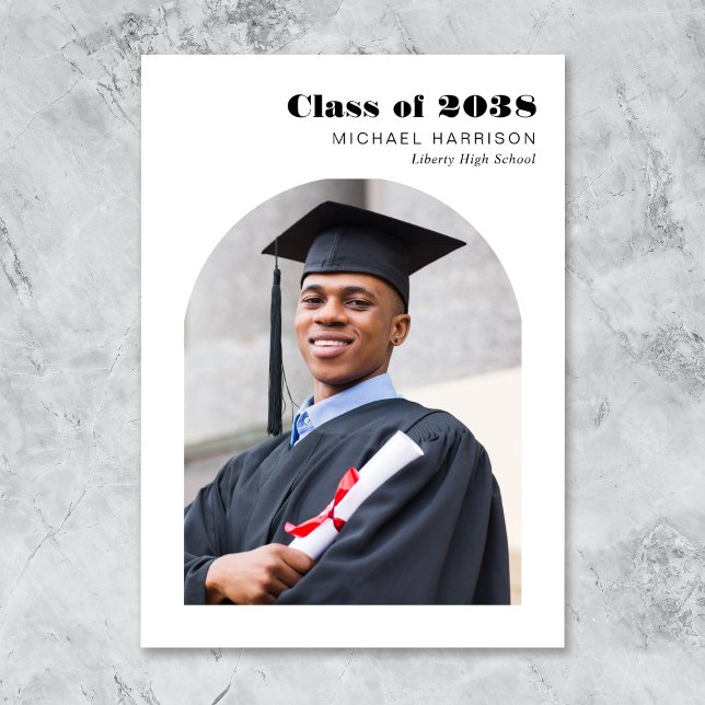 Anúncio Graduação de Foto em Arco Moderno (Modern Arch Photo Graduation Announcement)