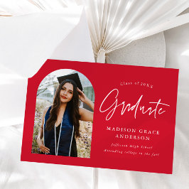 Anúncio Graduação de Foto em Arco Vermelho Moderno