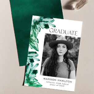 Anúncio Graduação de Foto em Cristal de Aquarela Verde Eme