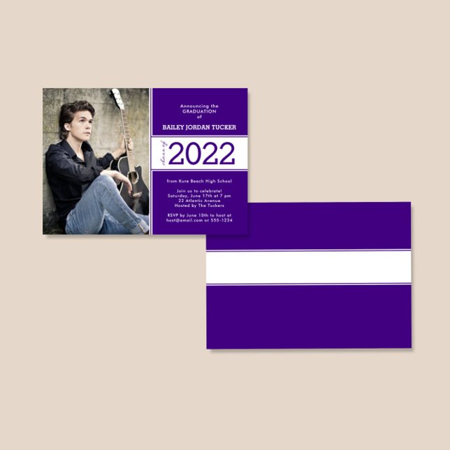 Anúncio Graduação de Foto em Roxo Profundo de Ano de Class (Criador carregado)