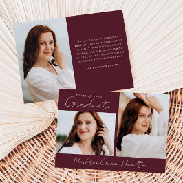 Anúncio Graduação de Foto Maroon com Script Manuscrito Mod