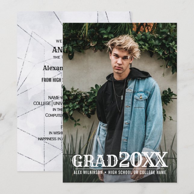 Anúncio Graduação de Foto Mínima para Tipografia em Negrit (Frente/Verso)