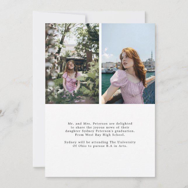 Anúncio Graduação de Foto Moderna 3 de Script Elegante (Verso)