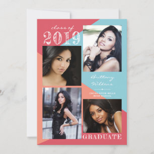 Anúncio Graduação de Foto Moderna Geométrica Coral Peach 4