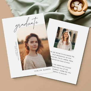 Anúncio Graduação de Foto na Escola de Script Elegante Mín