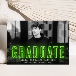 Anúncio Graduação de Foto Neon do Verde limão Moderno