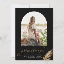 Anúncio Graduação de Foto Preta com Folha Glitter Dourada 