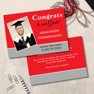 Anúncio Graduação de Foto Red Silver 2025 Formando por Par