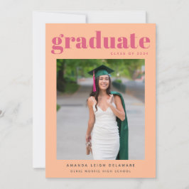 Anúncio Graduação de Foto Retro Peach Pink 2024