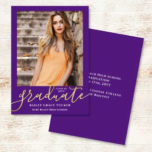 Anúncio Graduação de Foto Roxo de Script Moderno Elegante
