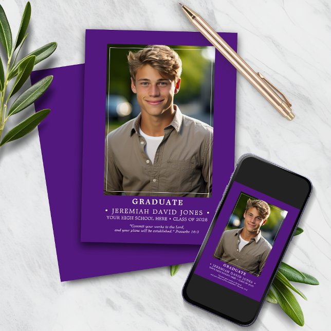 Anúncio Graduação de Foto Simples Roxo Moderna (Criador carregado)