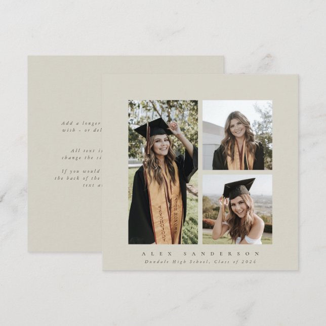 Anúncio Graduação de Foto Tripla com Quadro de Cerco Mínim (Frente/Verso)