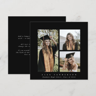 Anúncio Graduação de Foto Tripla de Quadro Preto Mínimo
