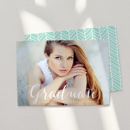 Anúncio Graduação de Foto Verde Mint com Script Elegante