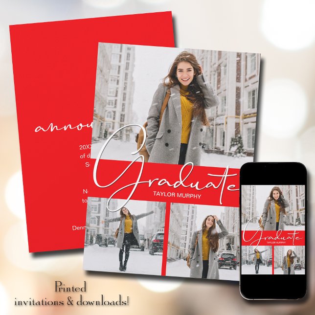 Anúncio Graduação de Foto Vermelha (Criador carregado)