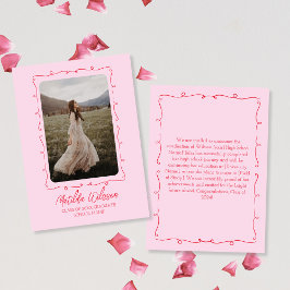 Anúncio Graduação de Foto Vermelha e Cor-de-rosa Chic Dese